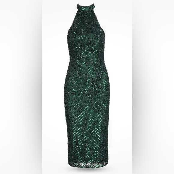 Mac Duggal Green Sequin Midi Dress - Picture 5 of 16